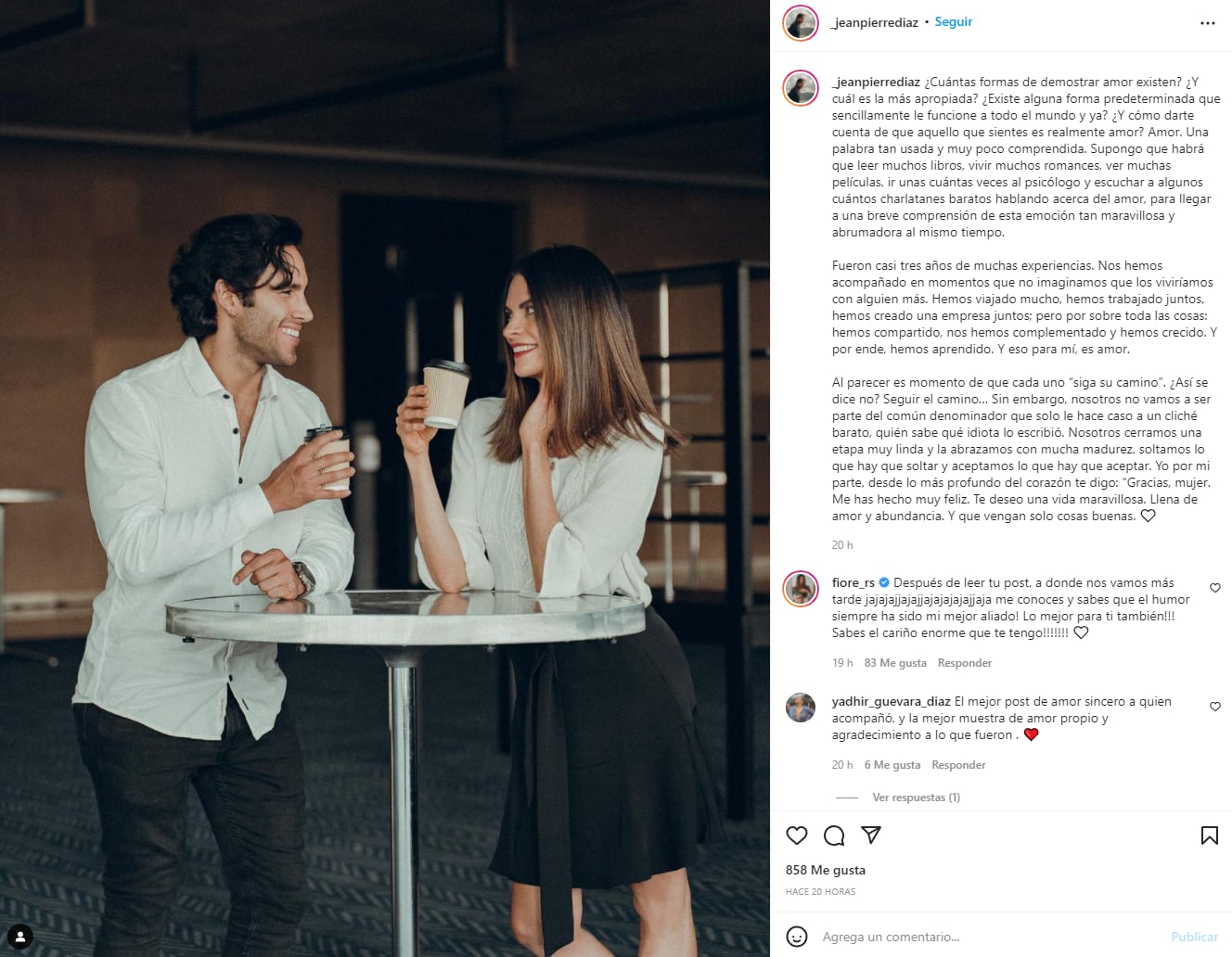 Jean Pierre Díaz dédie un message d'appel d'offres à Fiorella Rodríguez.