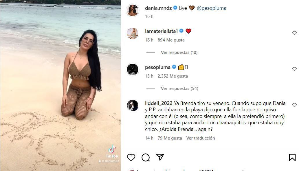 Peso Pluma  y Dania Méndez  han interactuado mucho en redes sociales (Foto: captura Instagram)