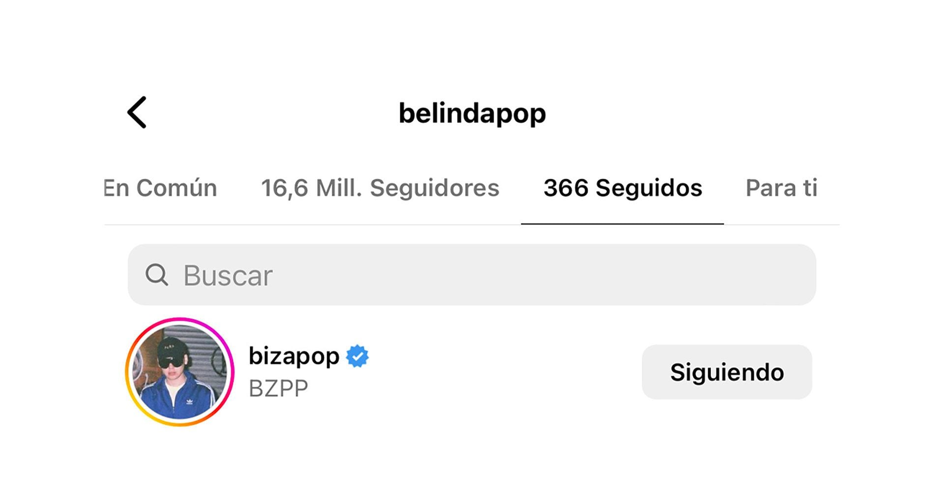 Belinda empez a seguir a Bizarrap y los dos tienen el mismo nombre de usuario (@bizapop)