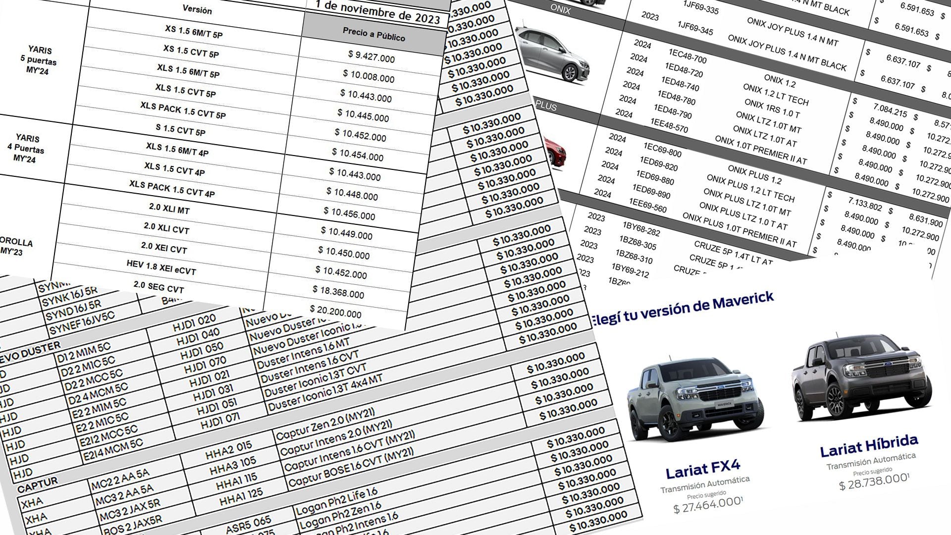 Lista de precios autos nov