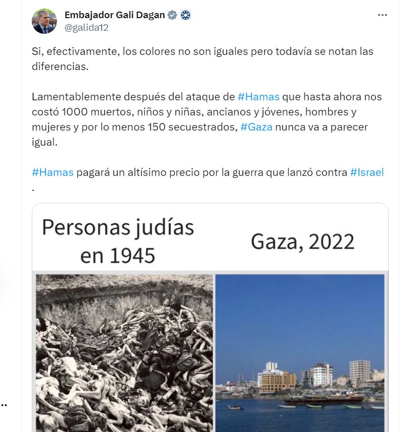 El embajador de Israel en Colombia le respondió nuevamente a Gustavo Petro - crédito @Galida12/X