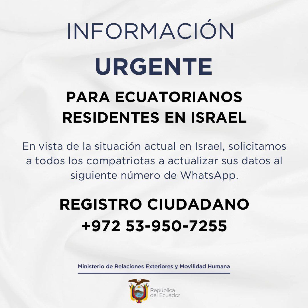 Anuncio de la Cancillería de Ecuador.