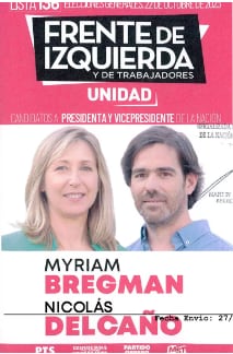 Boleta de Myriam Bregman y Nicolás del Caño