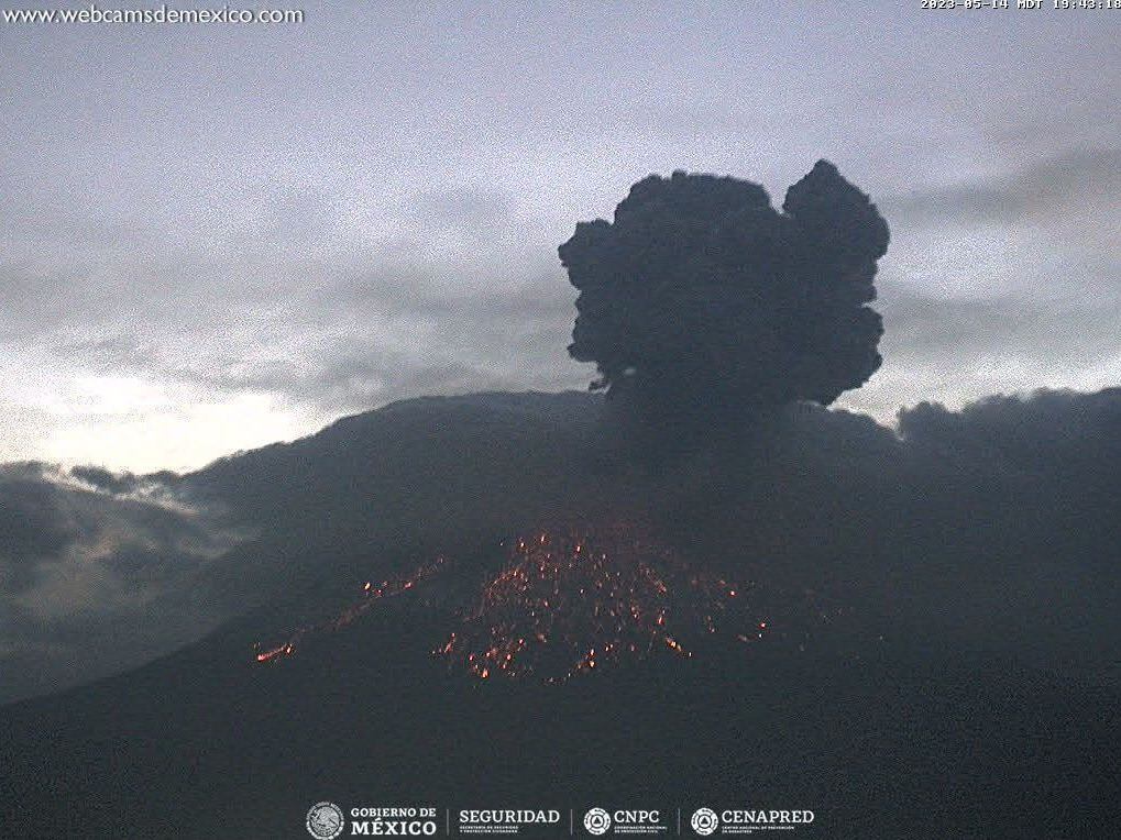 Explosión volcán Popocatépetl 14 de mayo