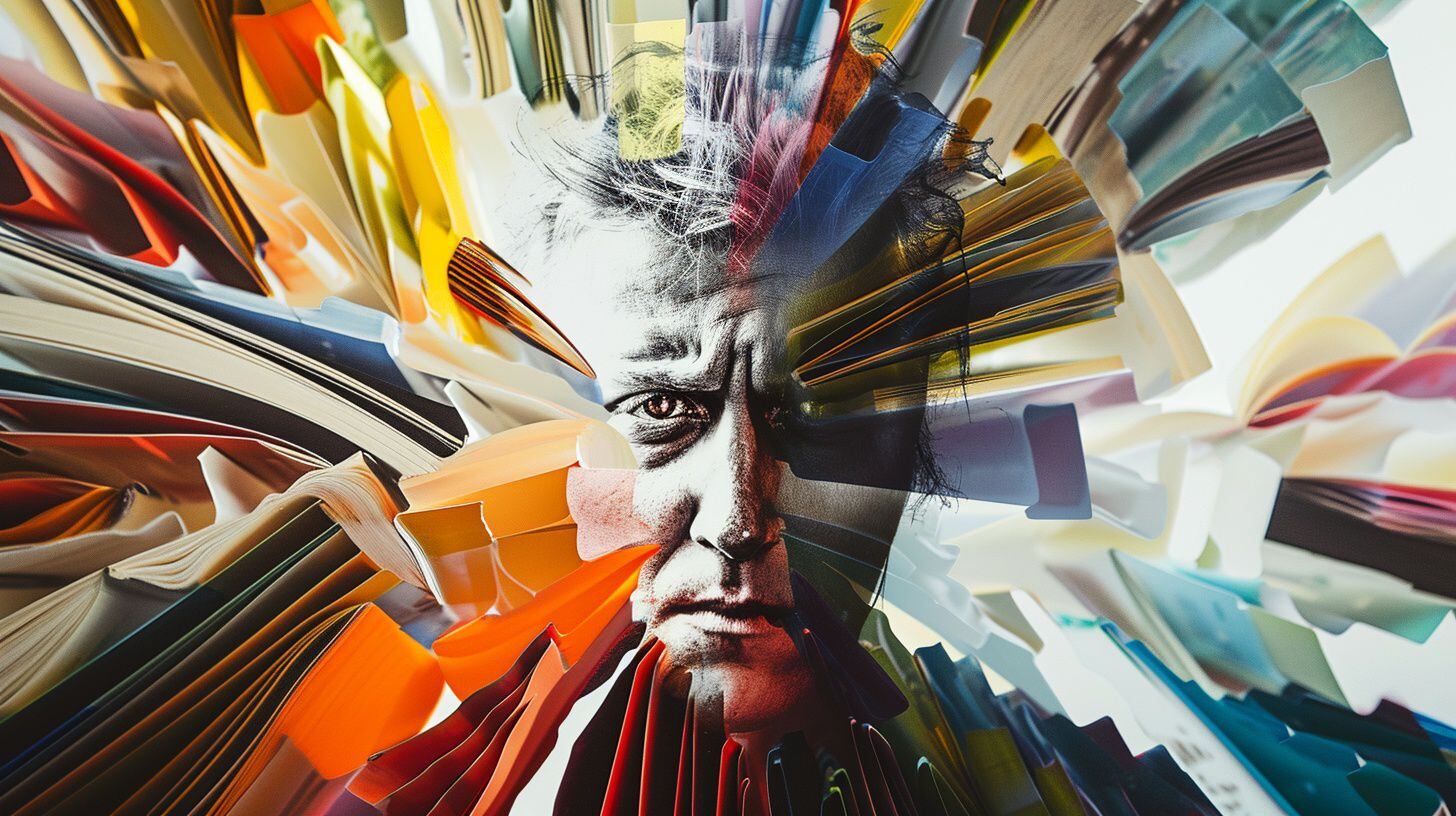 Adulto hombre hecho de libros coloridos - (Imagen Ilustrativa Infobae)