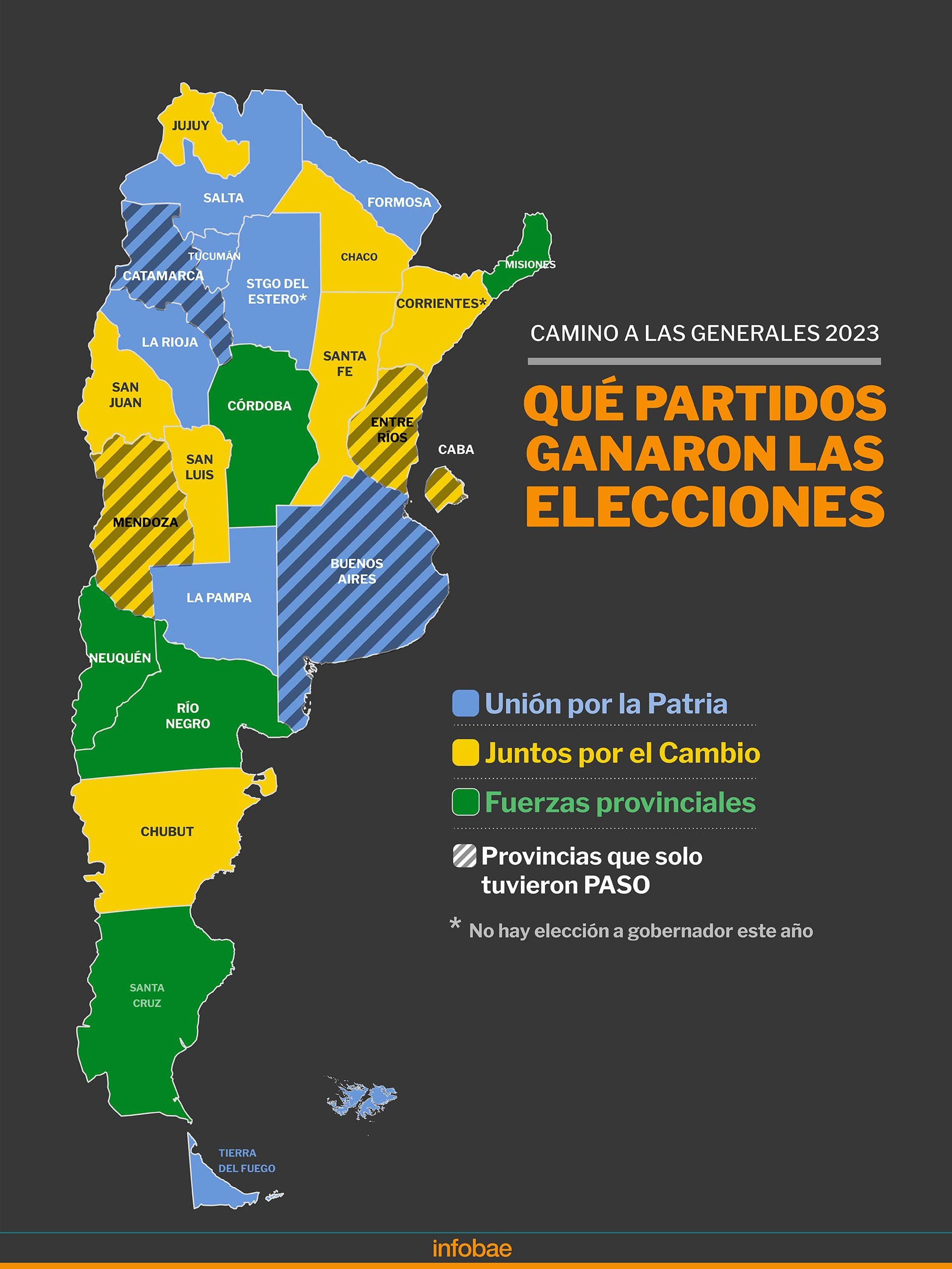 El mapa de las elecciones provinciales, hasta el 17 de septiembre (infografía Marcelo Regalado)
