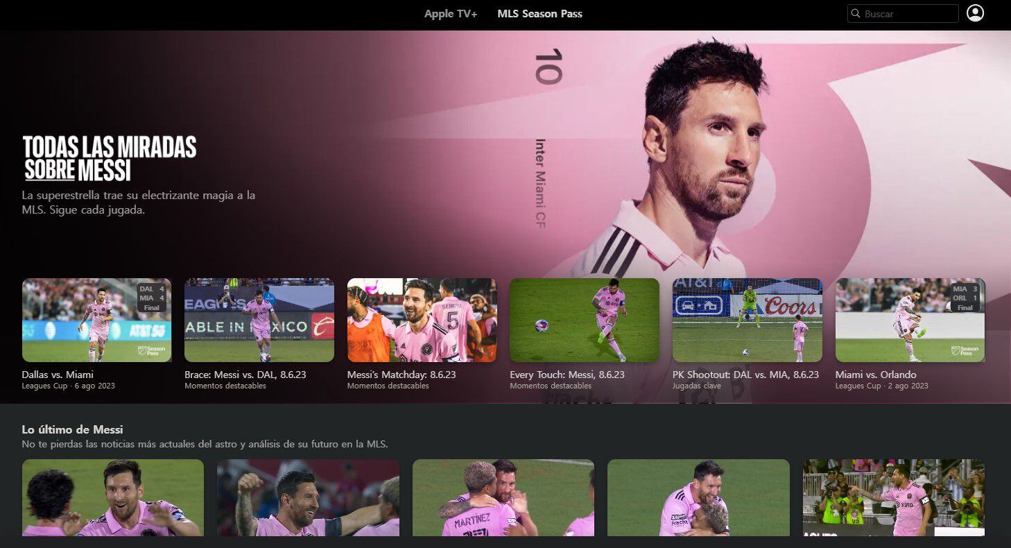 Messi aparece como una de las imágenes principales de Apple TV+ y el MLS Season Pass. (Captura)