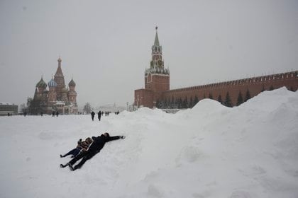 La Plaza Roja de Moscú, bajo la nieve