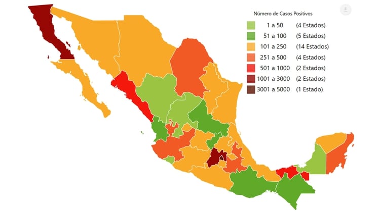 Estados que son considerados focos rojos durante la pandemia (Foto: Secretaría de Salud)