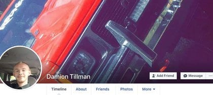 En su cuenta de Facebook Damion Tillman mostraba su camioneta, en la que llegó al lago donde sería asesinado