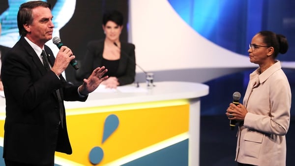 Jair Bolsonaro (PSL) debate con Marina Silva (REDE) (Reuters)