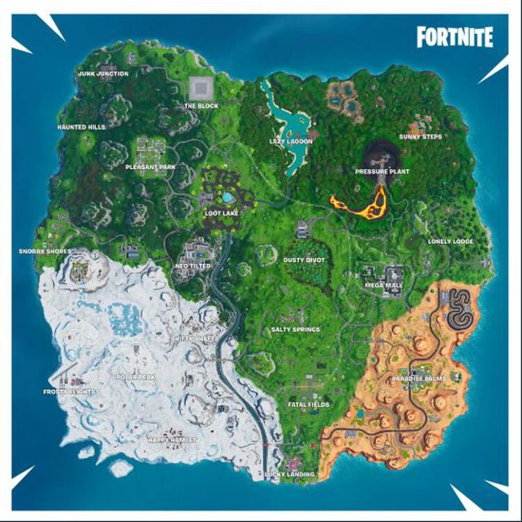 Este es el mapa de la nueva isla de Fortnite (Foto: Twitter)