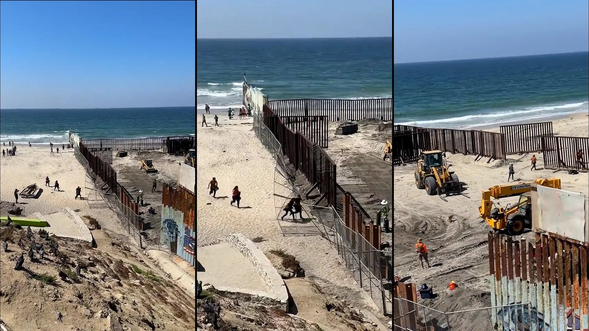 en redes sociales comenzó a circular un video en el que se ve el momento en el que los migrantes atraviesan el muro a Estados Unidos
