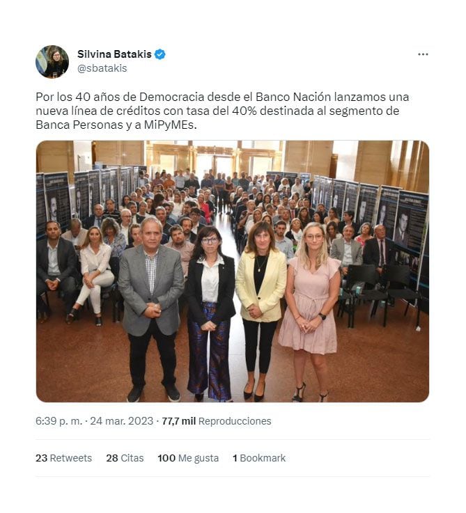 Batakis Crédito BNA 40 Twitter