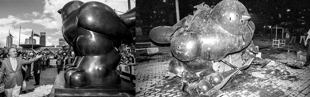 El monumento de Fernando Botero fue donde colocaron la bomba con dinamita - crédito El Colombiano