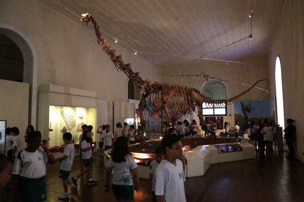 La réplica de “maxakalisaurus” era una de las favoritas del público (EFE/archivo)