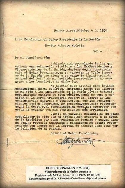 La carta que le envió al presidente Ortiz para rechazar el dinero que le envió