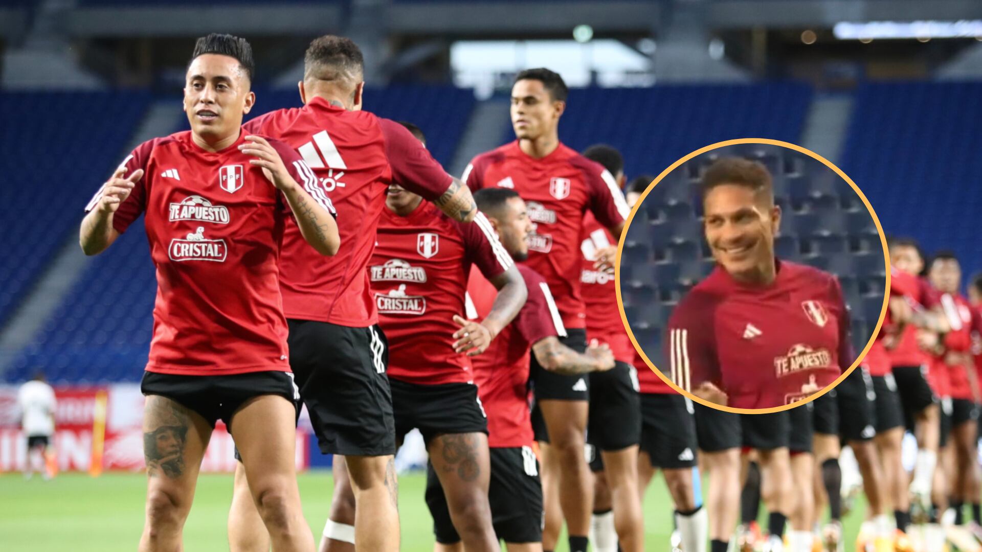 Paolo Guerrero cometió error de coordinación y desató las risas de sus compañeros de la selección peruana.