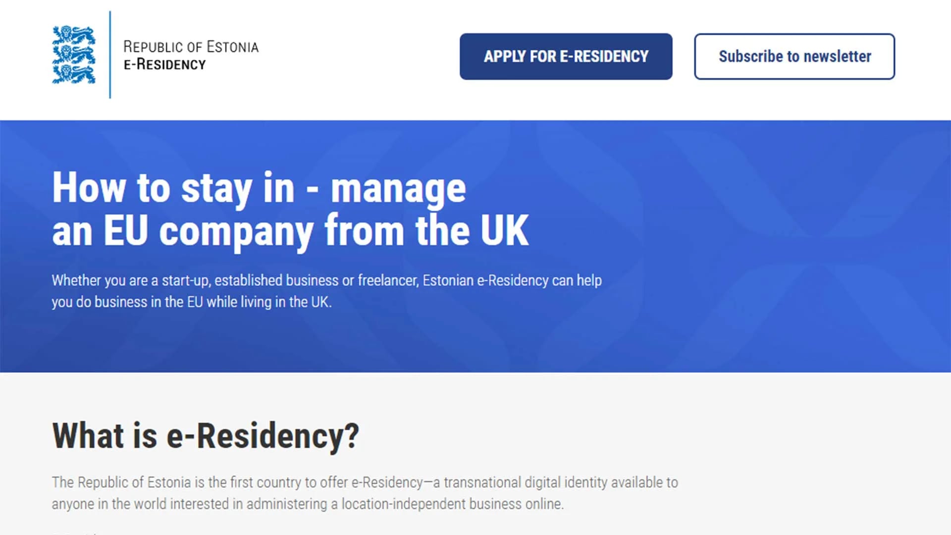 La nuevo web del programa de e-residency estonio, dirigida a los británicos