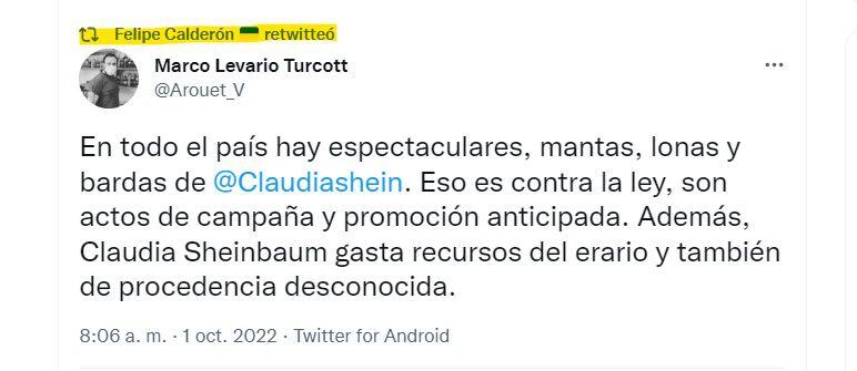 Felipe Calderón apoya reproche a Claudia Sheinbaum