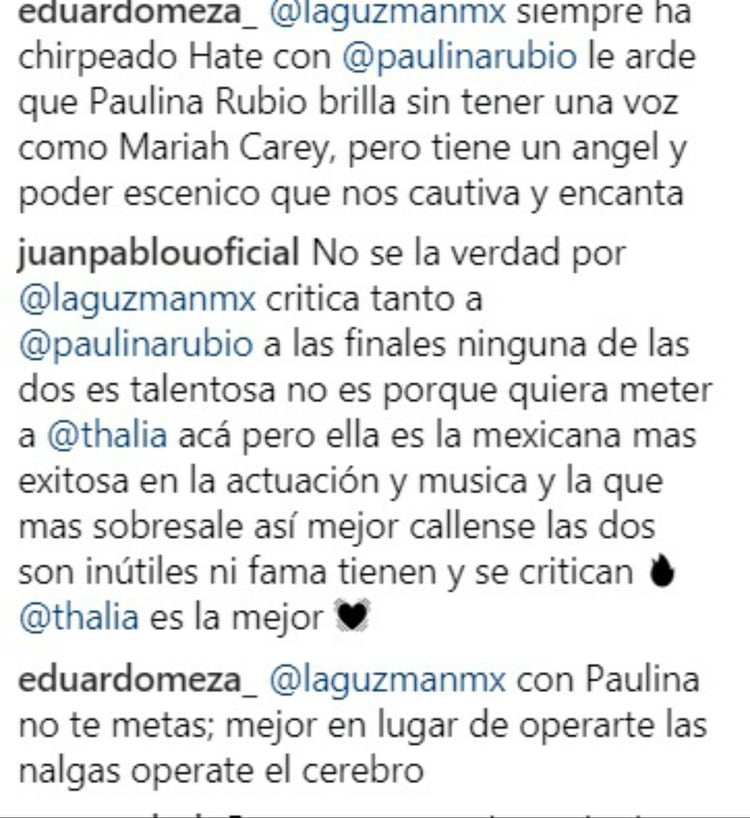 A los fans de Paulina no les gustÃ³ el comentario de GuzmÃ¡n