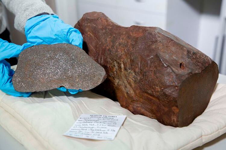 Restos de platino en un meteorito hallado en Australia (Foto: Museo de Melbourne)