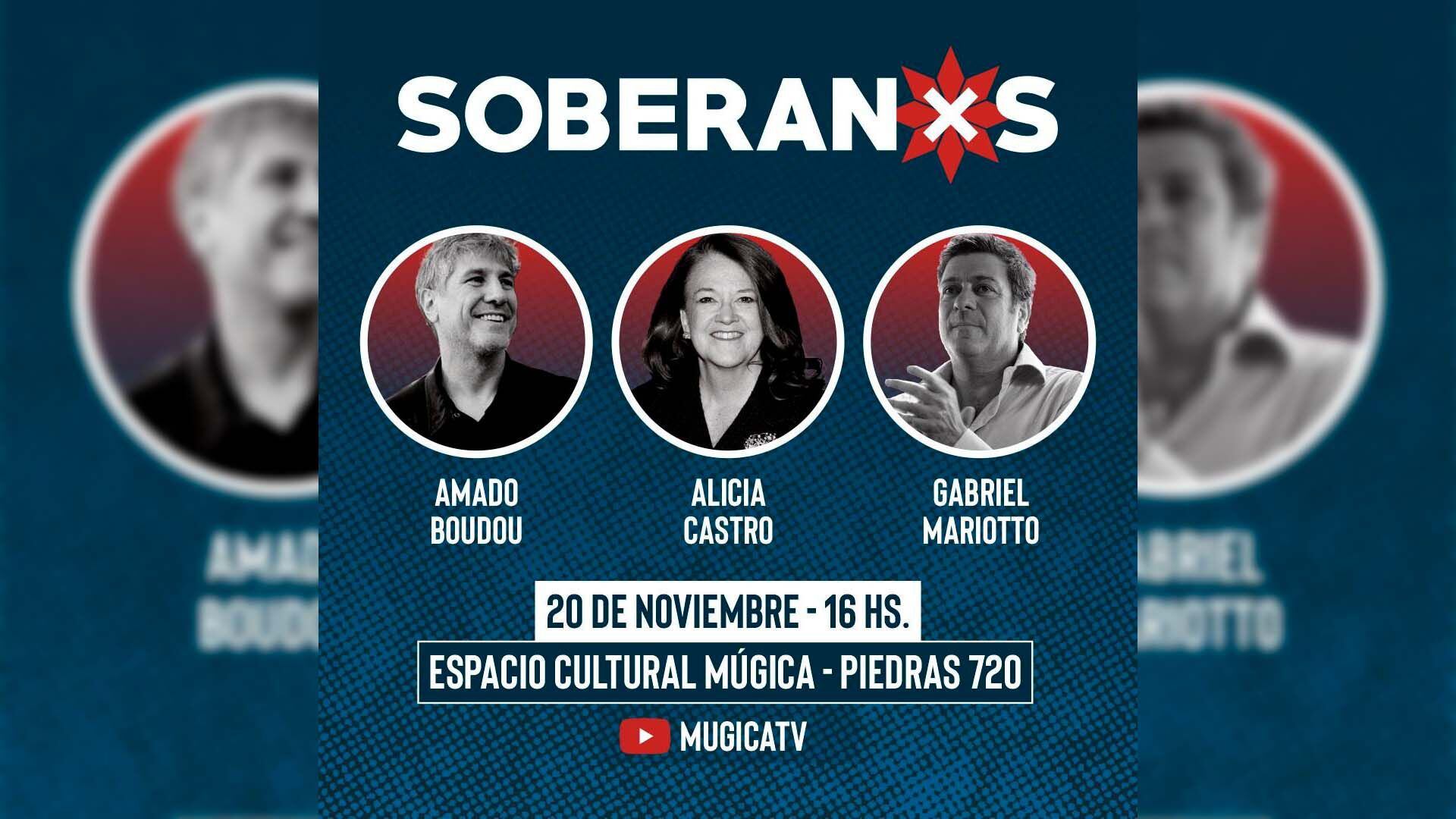 Flyer oficial para promocionar el lanzamiento del nuevo espacio "Soberanxs"