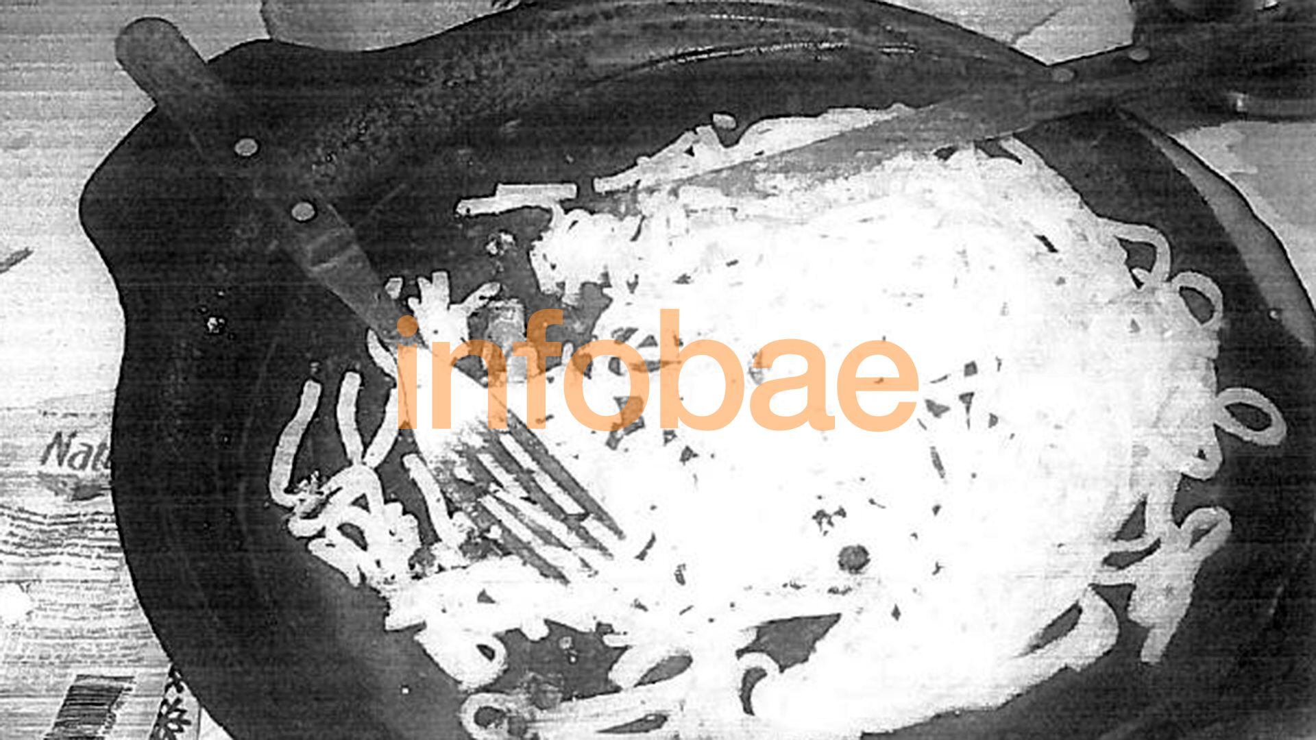 El plato de fideos en la escena del crimen.