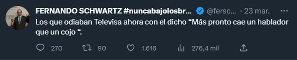 Reacciones por la participación de André Marín y Faitelson con Televisa (Twitter/ferschwartz)