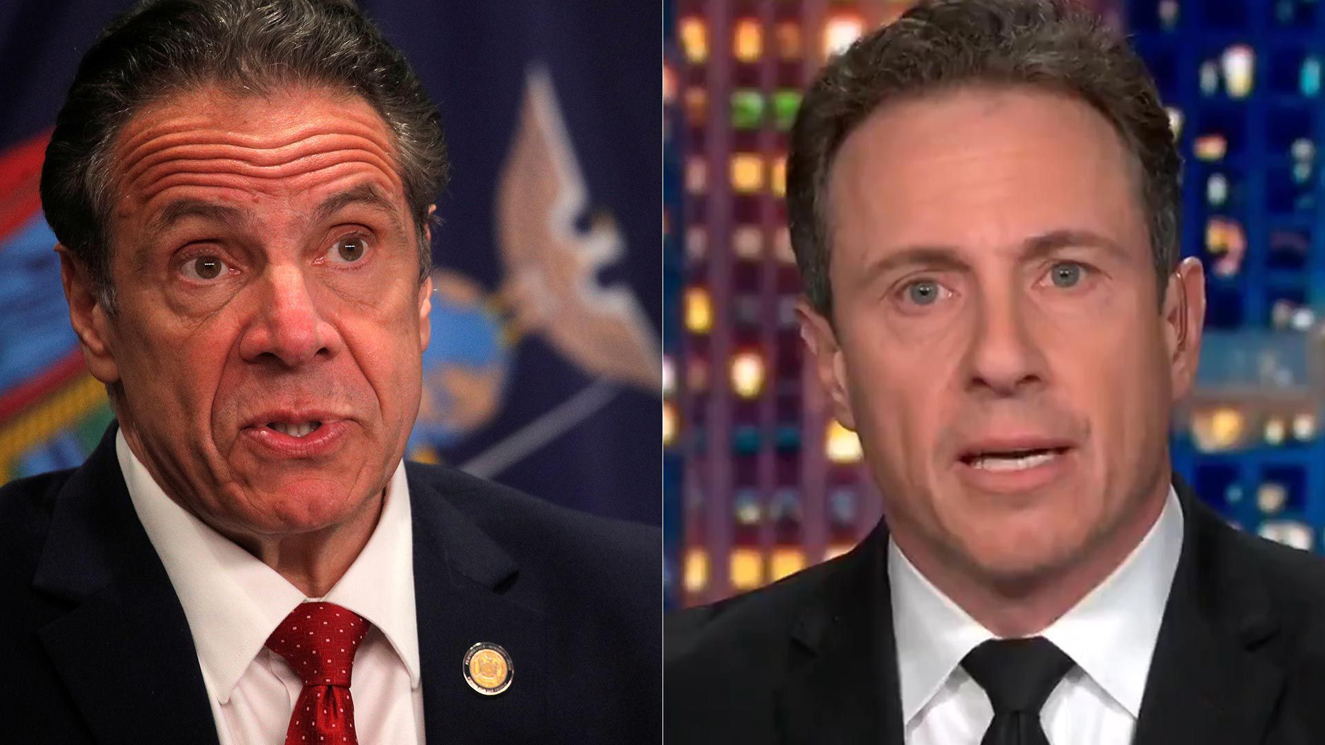 El ex gobernador de Nueva York, Andrew Cuomo, y su hermano, el ¿ex? presentador de CNN, Chris Cuomo (Infobae)