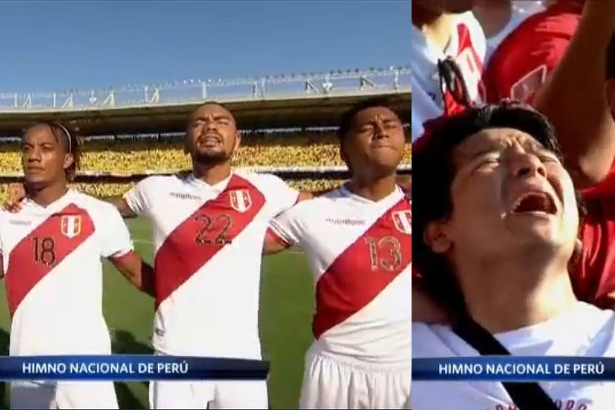 Perú vs Colombia: Hinchas y jugadores hicieron retumbar el Himno Nacional en Barranquilla (Foto: Captura América TV)