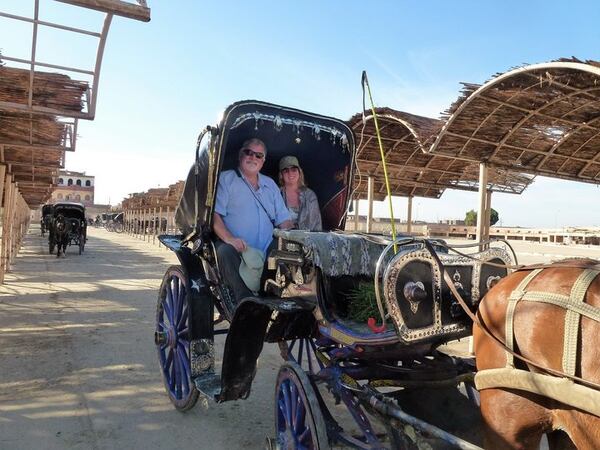 Tom Patterson y Steffanie Strathdee, en Egipto, poco antes de que una infección lo dejara en coma. (Foto gentileza de Steffanie Strathdee)