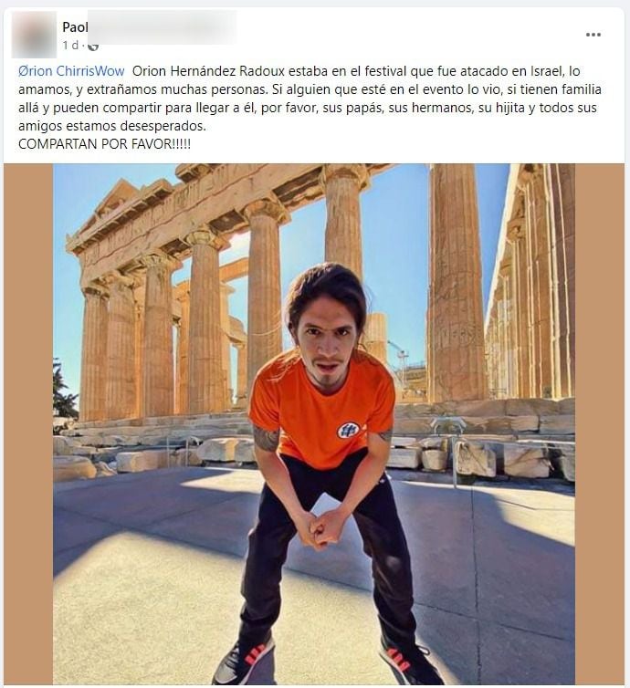 Los familiares de Orión difundieron su foto en redes sociales. Foto. Facebook