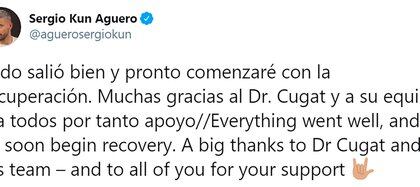 El mensaje del Kun Agüero tras ser operado (@aguerosergiokun)