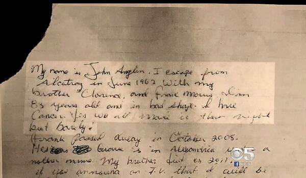 “Mi nombre es John Anglin. Escapé de Alcatraz en junio de 1962…”, así comienza la carta recibida por el FBI en 2013 y conocida esta semana