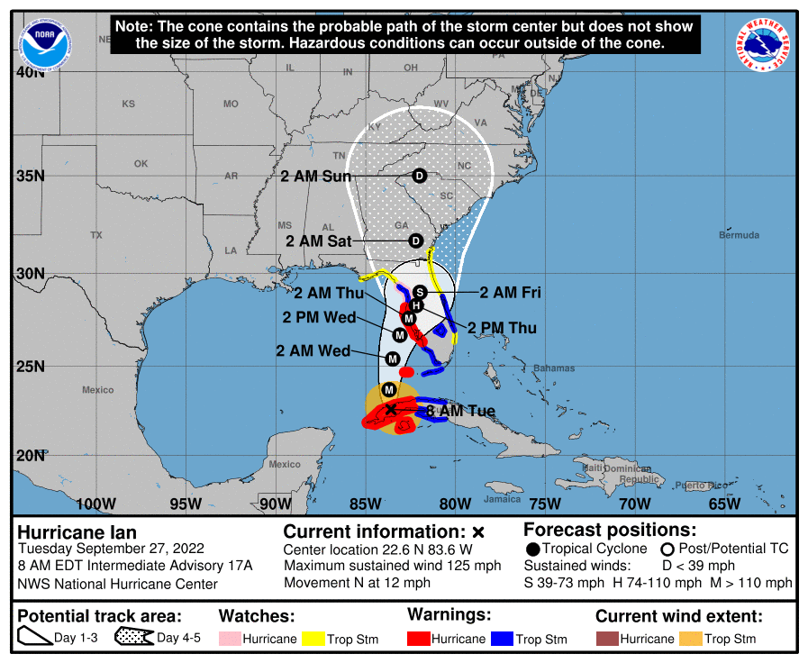El huracán Ian tocó tierra en el occidente de Cuba con categoría 3, según el Centro Nacional de Huracanes (NHC, por sus siglas en inglés) en Miami.