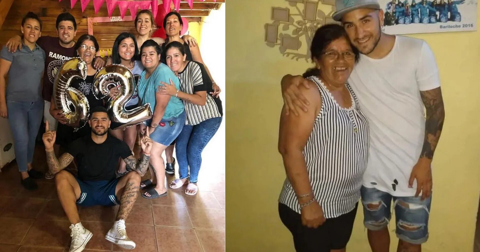 Elías Gómez junto a su mamá y la foto del festejo de cumpleaños en 2019 (Instagram)
