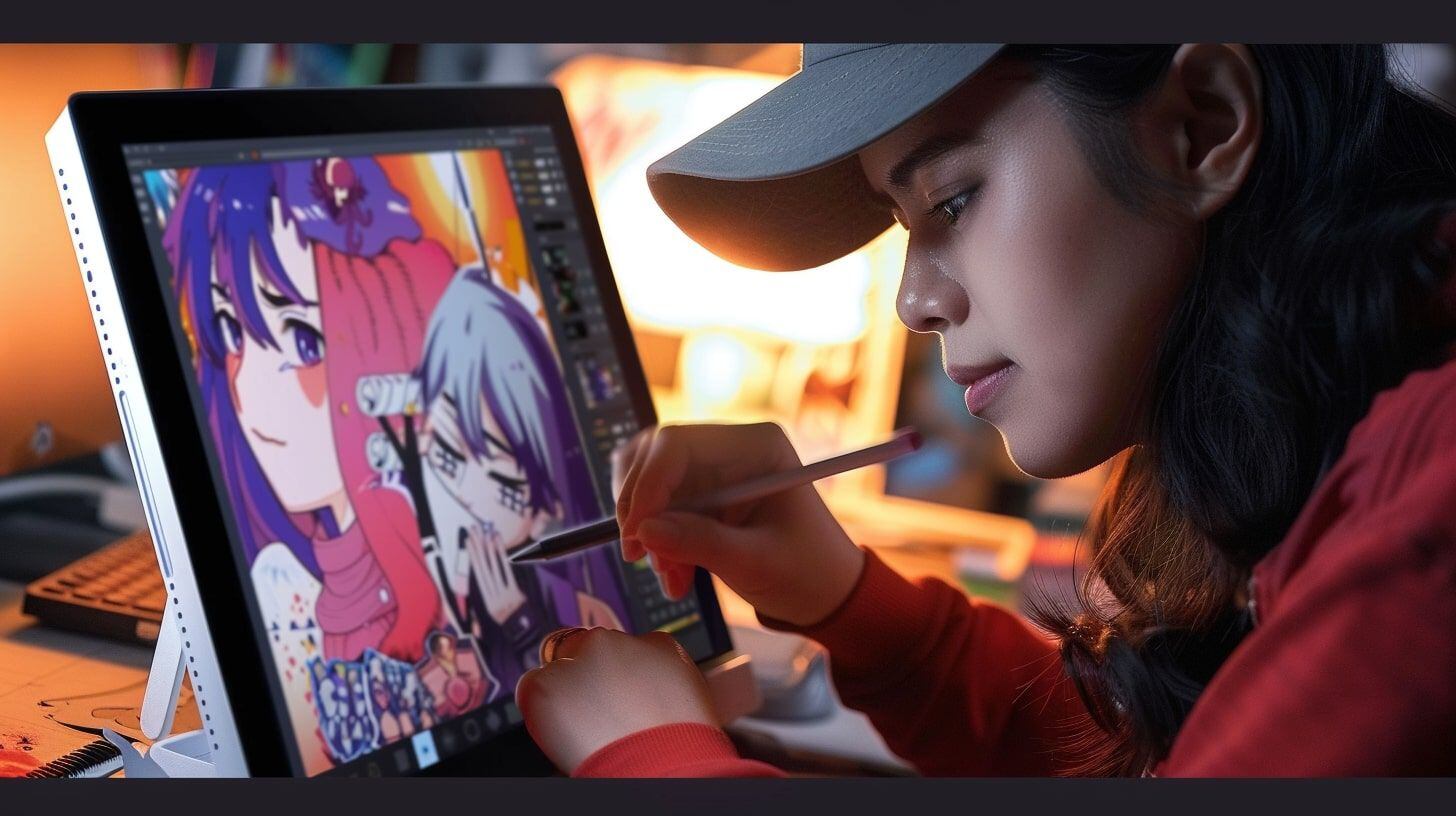 Proceso creativo de un webtoon con técnicas de dibujo digital en un estudio de arte. - (Imagen Ilustrativa Infobae)