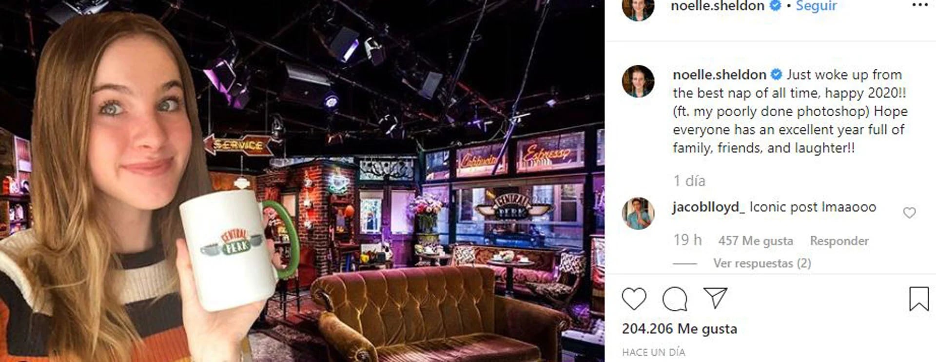 Noelle Sheldon subió un posteo referenciando un capítulo de Friends (Foto: Instagram)