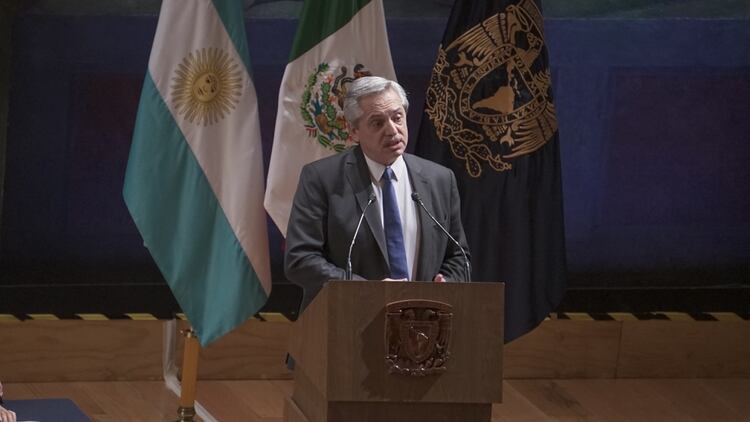 Alberto Fernández en su último viaje a México, donde se reunió con el presidente Andrés Manuel López Obrador. (Steve Allen)