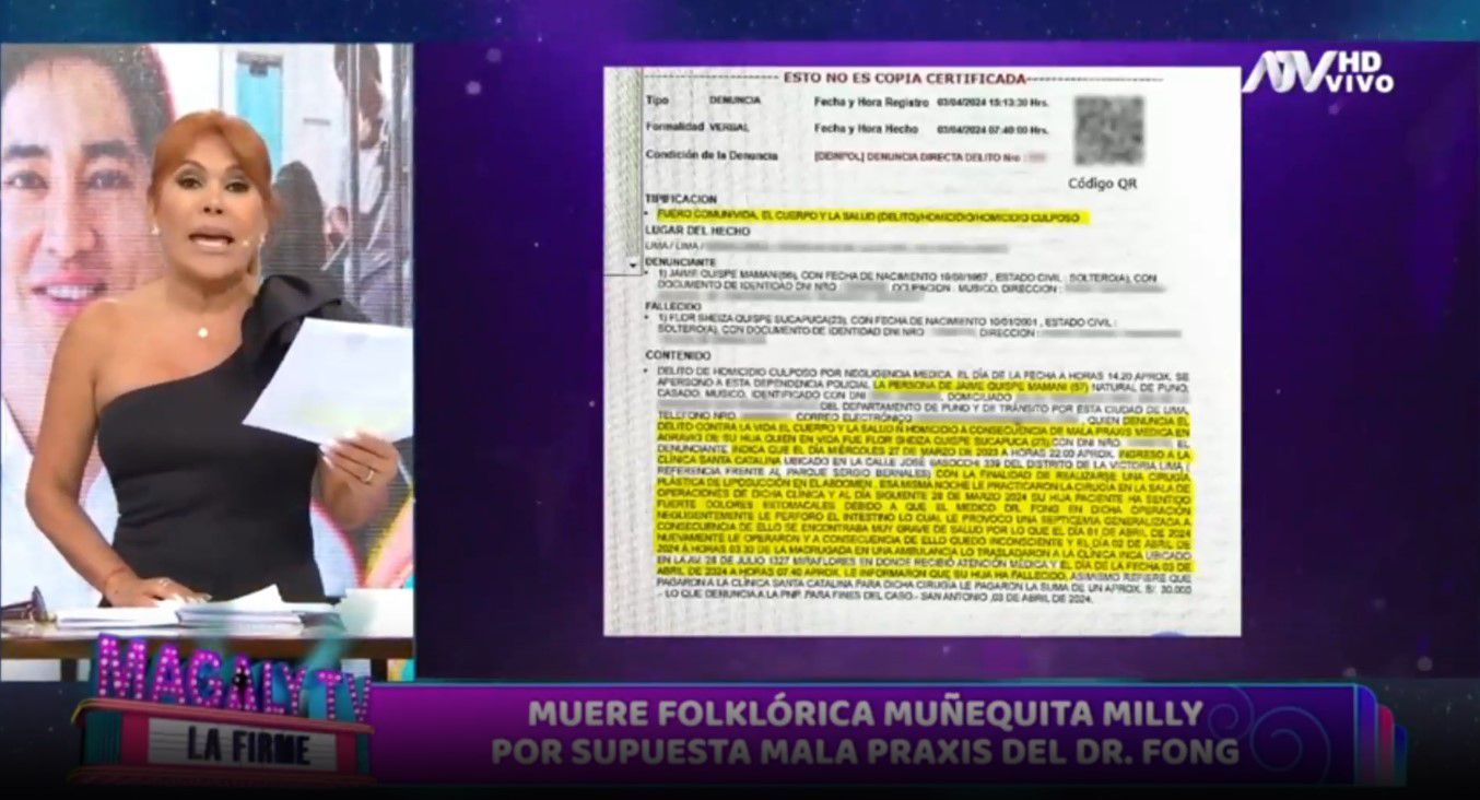 Muñequita Milly: Familiares revelan los verdaderos motivos que le generó una septicemia generalizada. (Captura: Magaly TV La Firme)