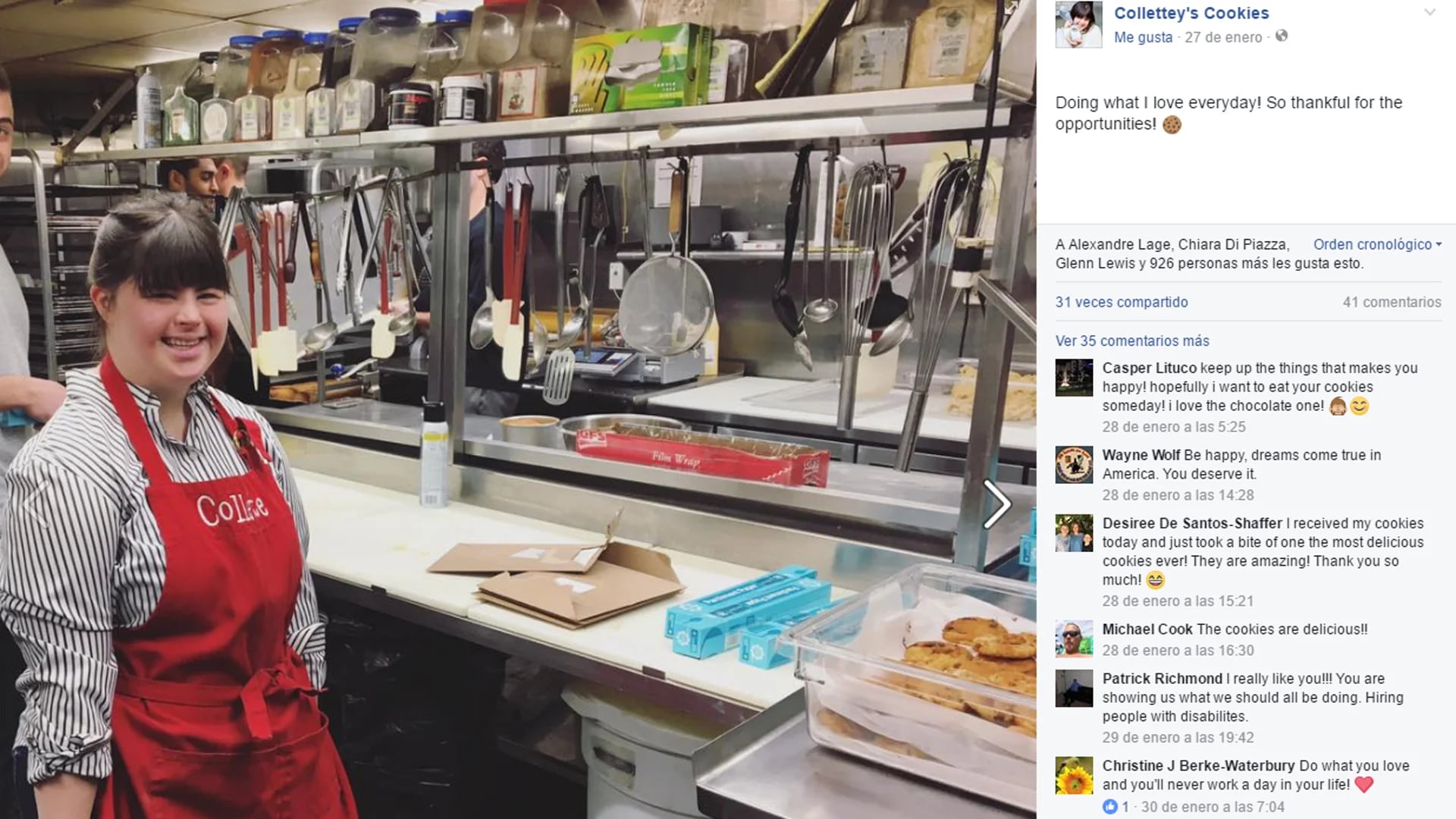 La joven comparte en sus redes sociales el día a día de su negocio (Facebook Colette)