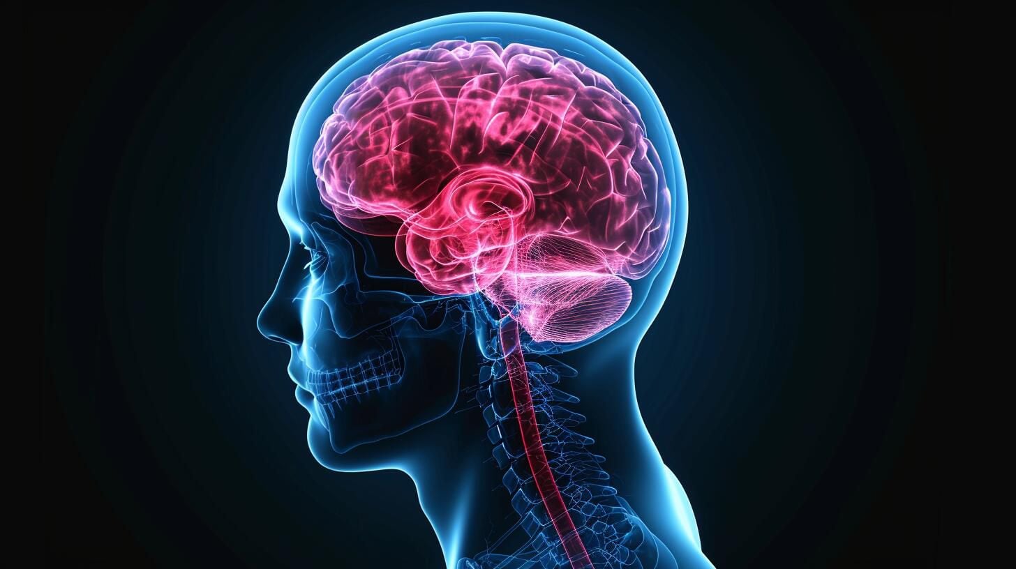 Detallada radiografía que muestra el cerebro humano resplandeciendo en tonos rojos, proporcionando un fascinante vistazo a la complejidad de la neurociencia. Una exploración visual de la mente y su interconexión, revelando aspectos fundamentales de la salud mental. (Imagen Ilustrativa Infobae)
