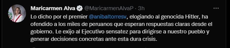 Twitter de María del Carmen Alva.