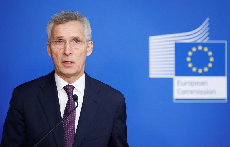 El secretario general de la OTAN, Jens Stoltenberg, antes de una reunión con comisarios de la UE en Bruselas, Bélgica, el 11 de enero de 2023.REUTERS/Johanna Geron