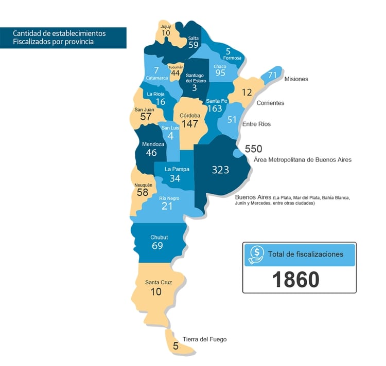 Este es el mapa de fiscalizaciones realizadas entre el 18 y el 27 de marzo, a las que se sumaron muchas más en los últimos días