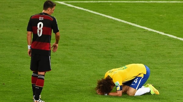 El dolor de David Luiz, uno de los compañeros de Neymar que sufrió el 1-7 ante Alemania