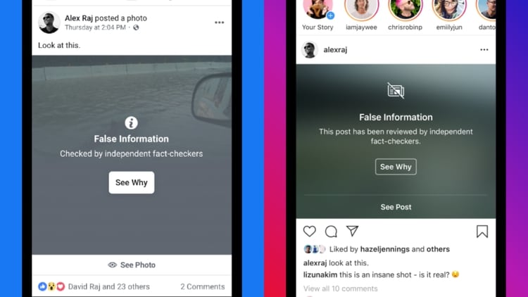 Tanto en Facebook como en Instagram será posible recibir notificaciones cuando se sospeche que una publicación es falsa (Foto: Facebook)