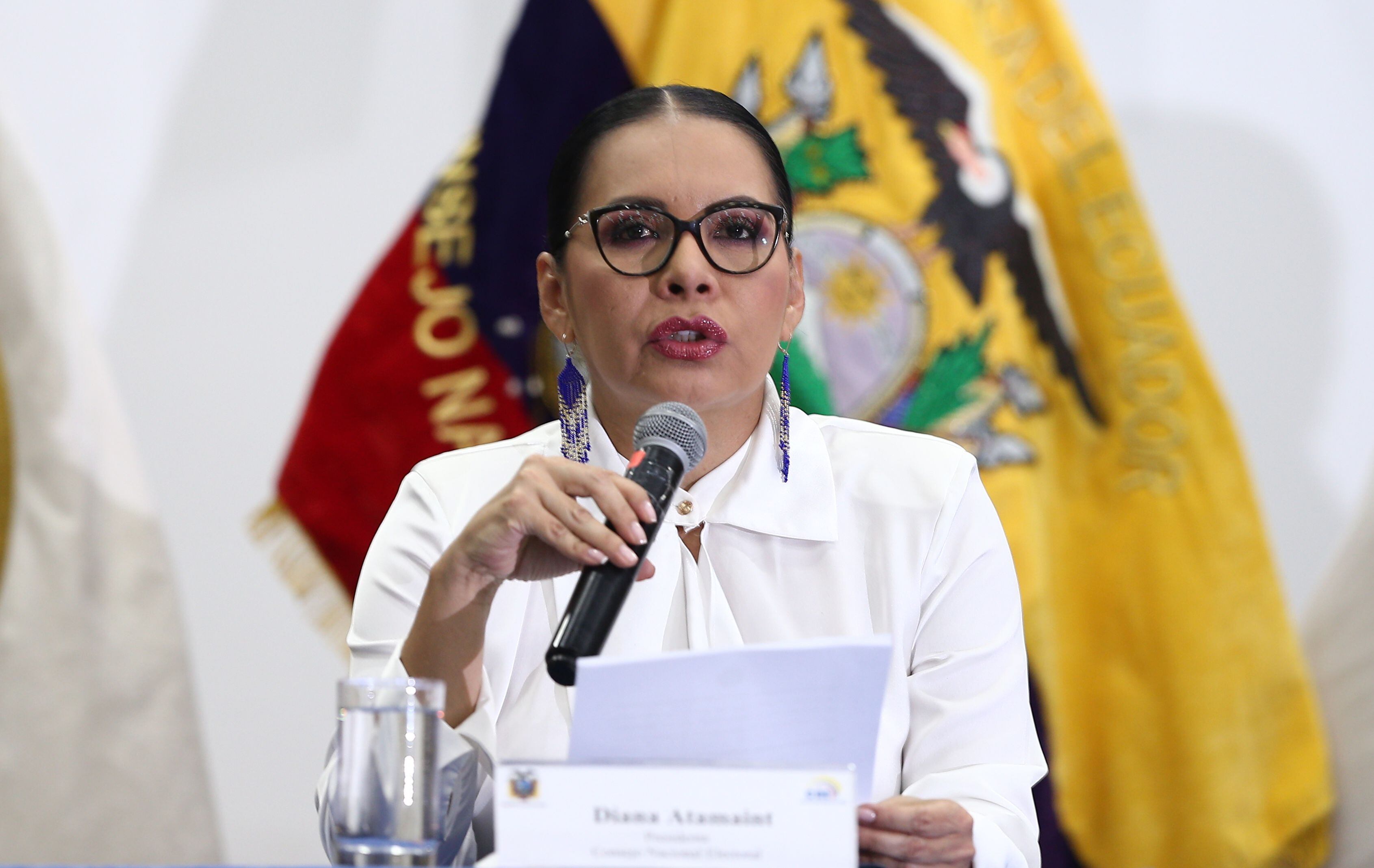 La presidenta del Consejo Nacional Electoral (CNE) de Ecuador, Diana Atamaint, en una fotografía de archivo. EFE/José Jácome
