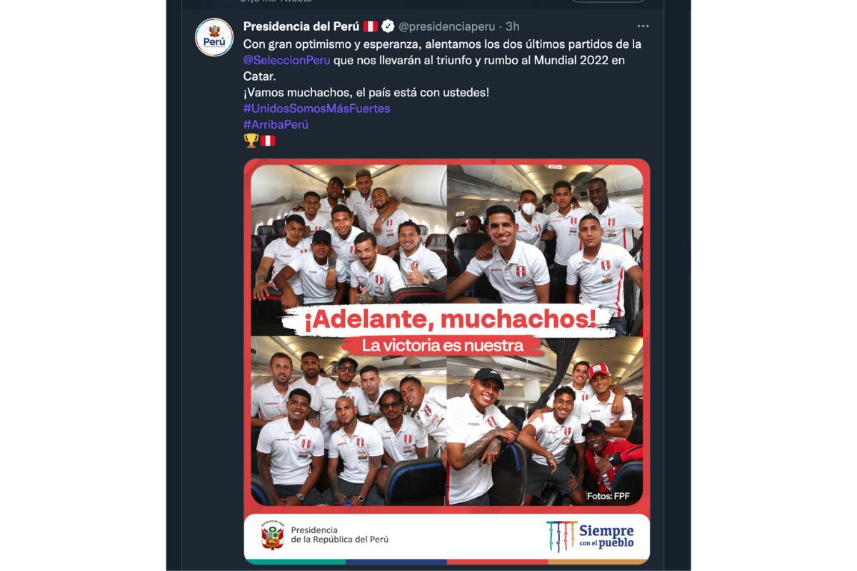 Pedro Castillo sends a message of encouragement to the national team ahead of their meeting in Uruguay